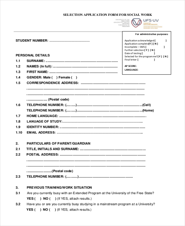 FREE 8+ Sample Work Application Forms in MS Word PDF
