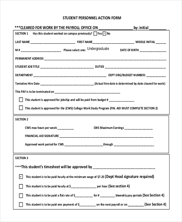 FREE 9+ Sample Personnel Action Forms in MS Word PDF Excel