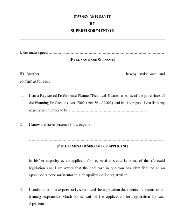 FREE 9+ Sample Sworn Affidavit Forms in PDF MS Word