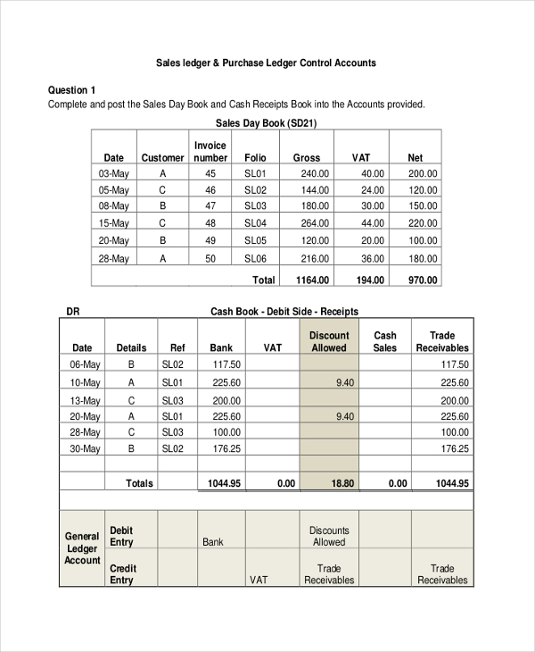 sales ledger accounting form
