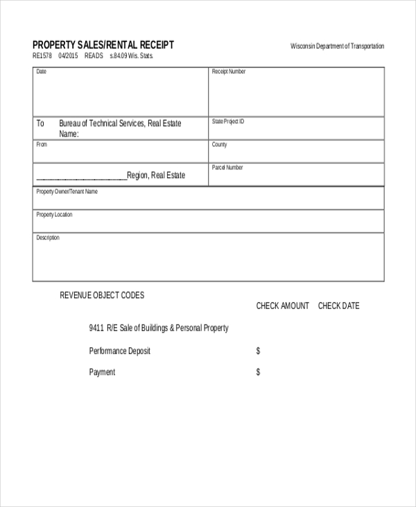 sales rental receipt transmittal