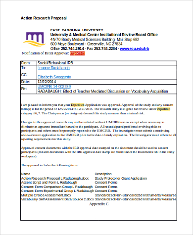 sample of action research proposal