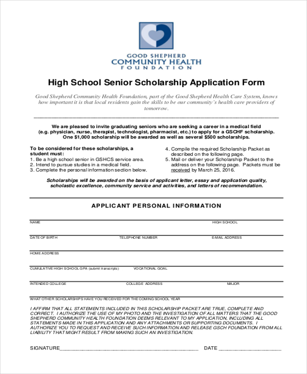 FREE 11+ Sample Scholarship Application Forms in PDF MS Word Excel