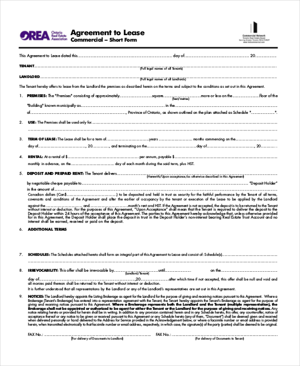 Free 10 Sample Commercial Agreement Forms In Pdf Ms Word