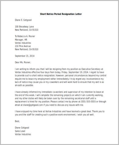 FREE 9+ Sample Resignation Letters in MS Word  PDF