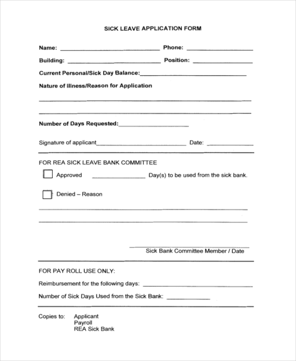 FREE 11 Sample Leave Application Forms In PDF