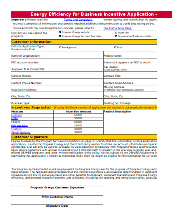 simple business application form