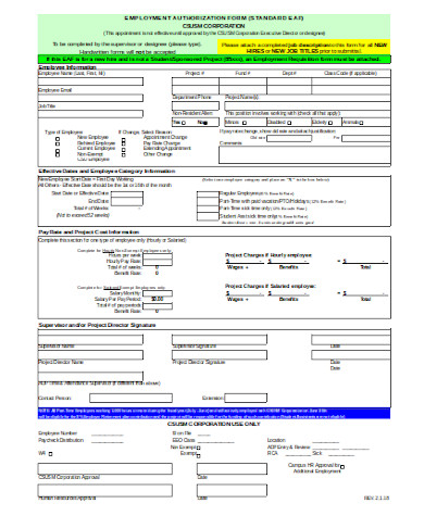 simple employment authorization form
