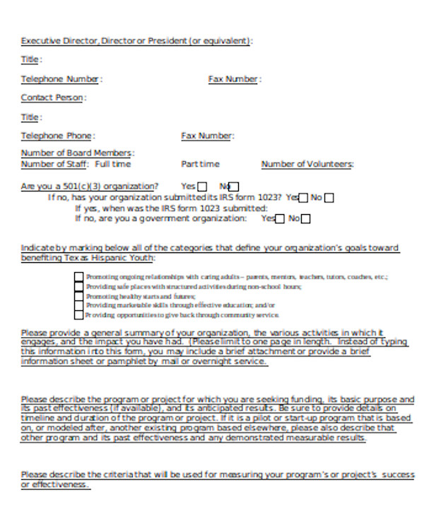 simple grant application form