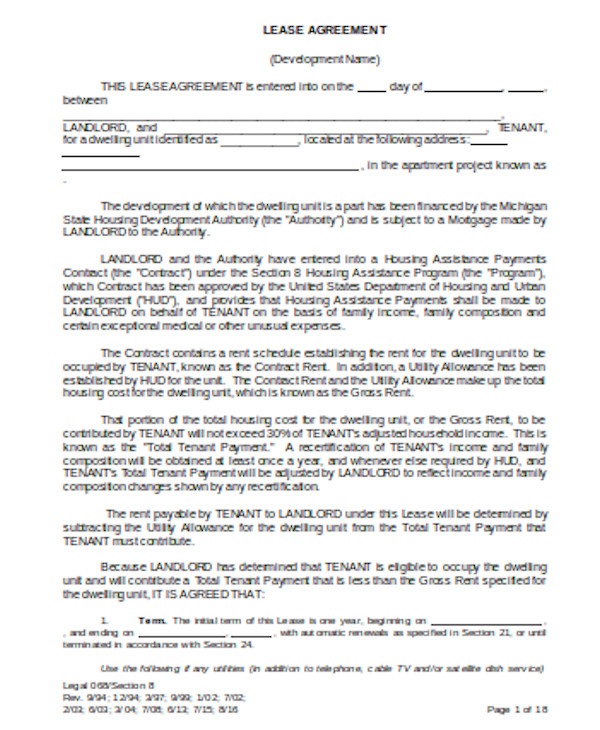 simple house lease agreement form