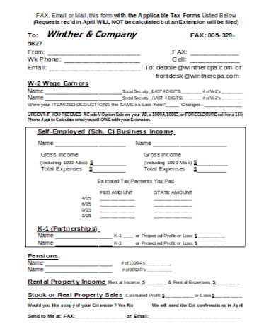 simple income tax extension form