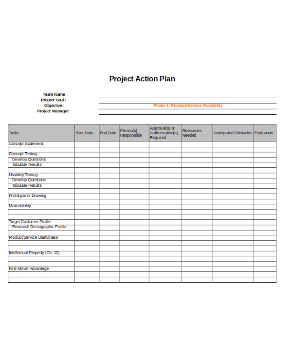 FREE 14+ Action Plan Form Samples, PDF, MS Word, Google Docs, Excel