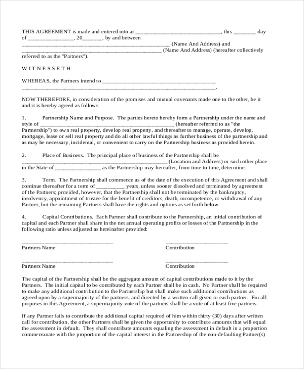 FREE 8+ Sample Business Partnership Agreement Forms in in PDF | MS Word