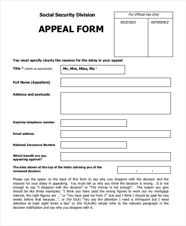 social security appeal form