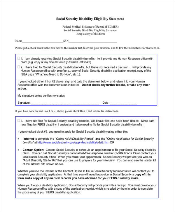 statement social sample of security FREE 15   PDF Forms Social Security  Sample