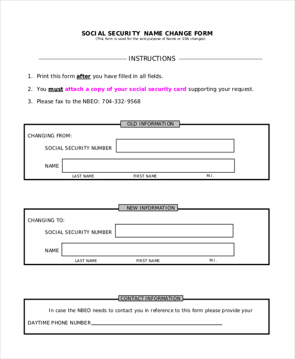 social security name change form