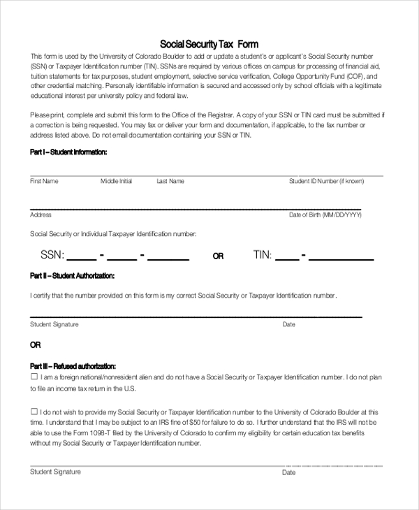 FREE 16+ Sample Social Security Forms in PDF MS Word