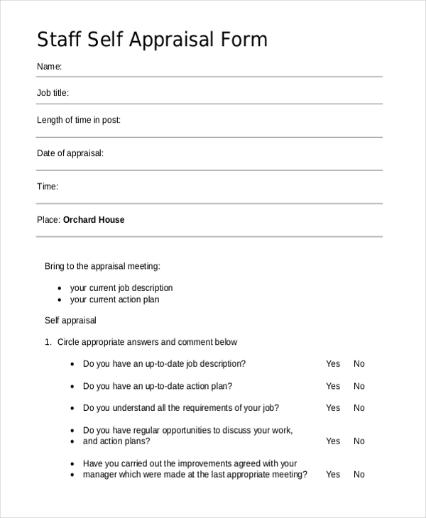 FREE 11+ Sample Staff Appraisal Forms in PDF Excel MS Word
