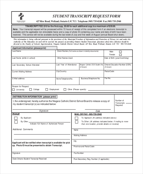 FREE 14+ Transcript Request Form Samples, PDF, MS Word, Google Docs, Excel