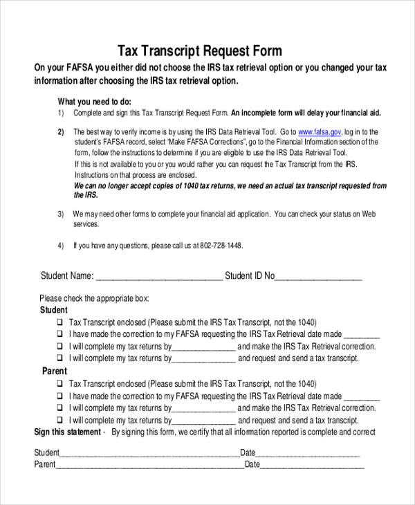 FREE 14+ Transcript Request Form Samples, PDF, MS Word, Google Docs, Excel
