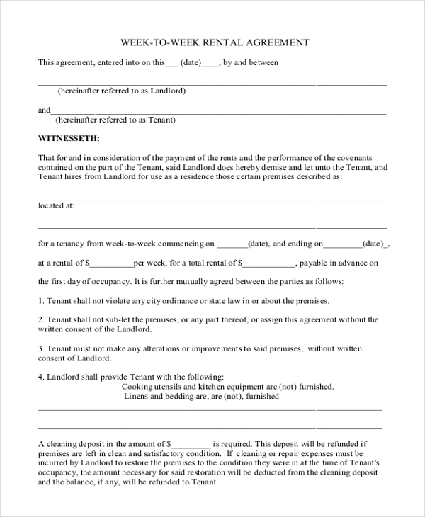 FREE 9  Rental Agreement Form Samples in PDF MS Word