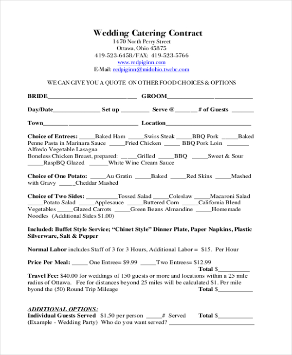 FREE 7+ Sample Catering Contract Forms in PDF | MS Word