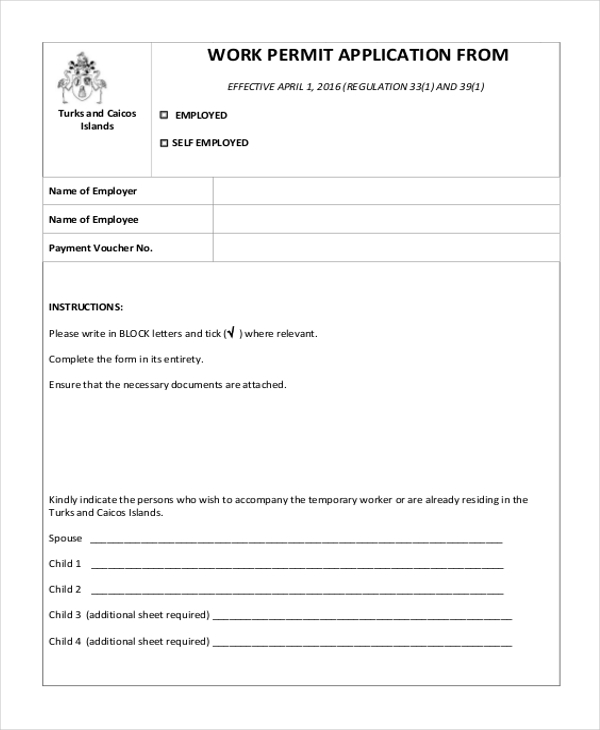 FREE 8 Sample Work Application Forms In MS Word PDF