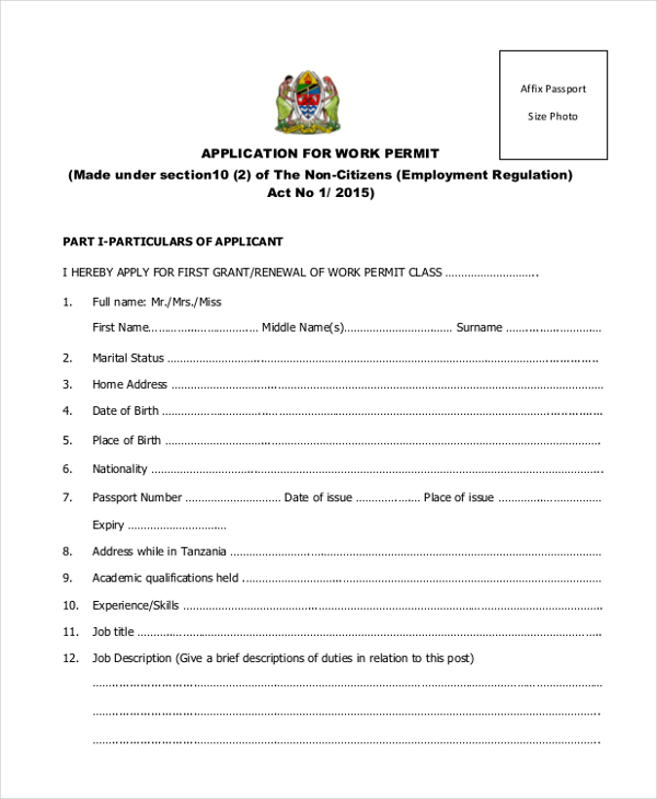 work permit renewal application form