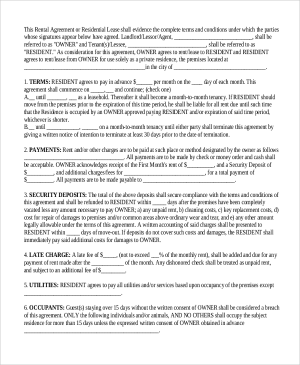 basic tenancy agreement form