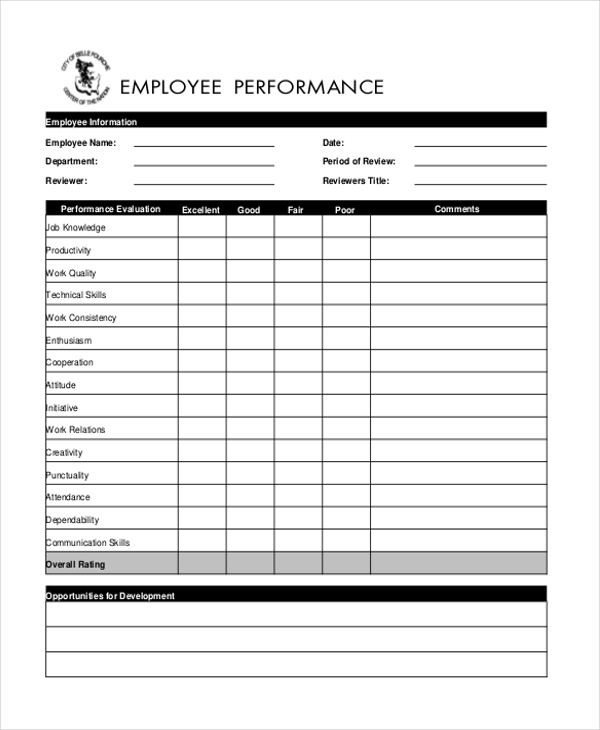 FREE 9+ Sample Employee Appraisal Forms in PDF MS Word Excel