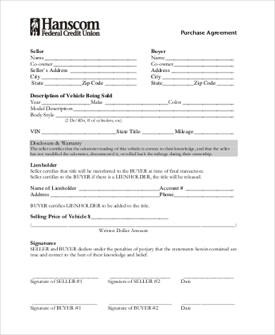 car purchase agreement