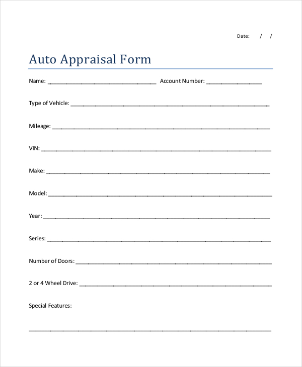 classic car appraisal form