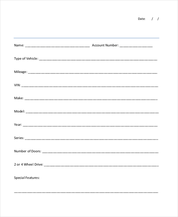 Free 8 Sample Car Appraisal Forms In Pdf Ms Word