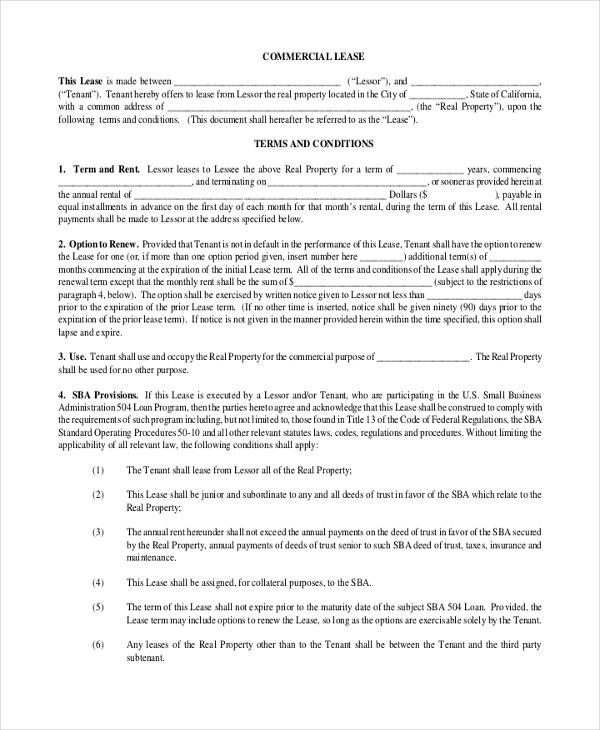 commercial tenancy agreement form