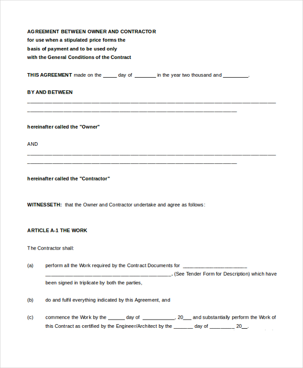 FREE 7+ Sample Contract Agreement Forms in MS Word PDF Pages