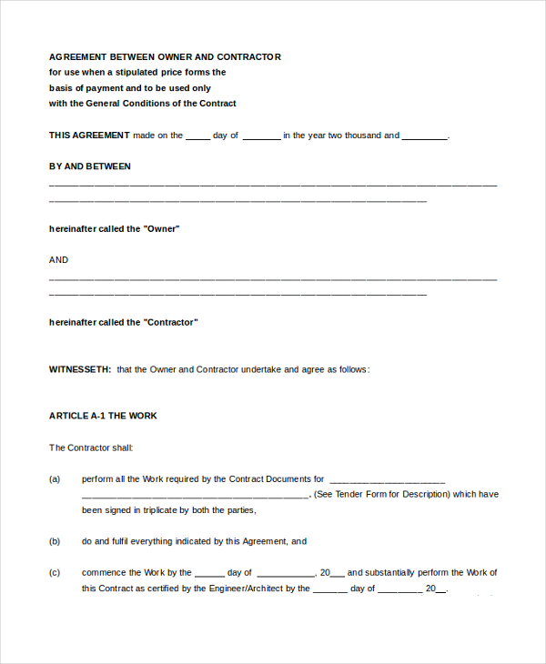 FREE 7 Sample Contract Agreement Forms In MS Word PDF Pages