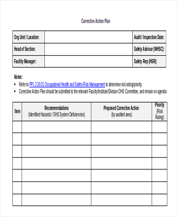 FREE 14+ Action Plan Form Samples, PDF, MS Word, Google Docs, Excel