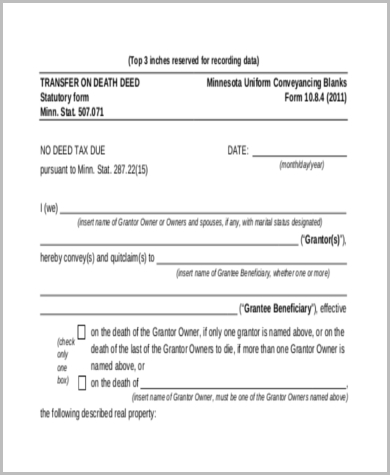 FREE 9  Sample Deed Transfer Forms in MS Word PDF Excel