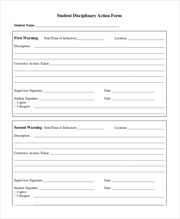 FREE 8 Sample Disciplinary Action Forms In Sample