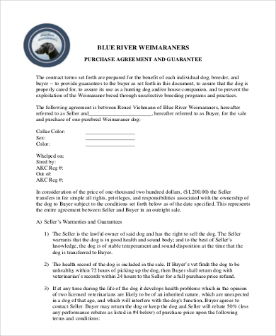 dog purchase agreement