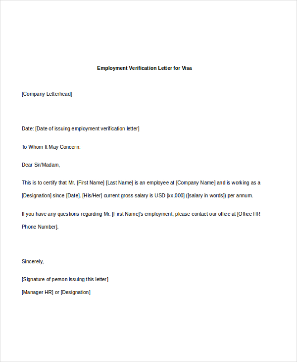 Sample Employee Verification Letter  8+ Free Documents in PDF, Doc