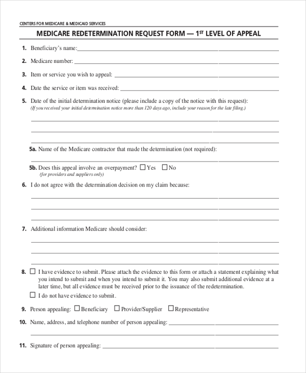 medicare redetermination request form