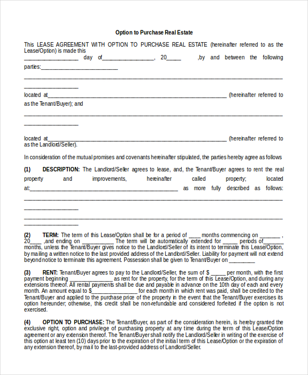 FREE 7+ Sample Real Estate Agreement Forms in Sample ...