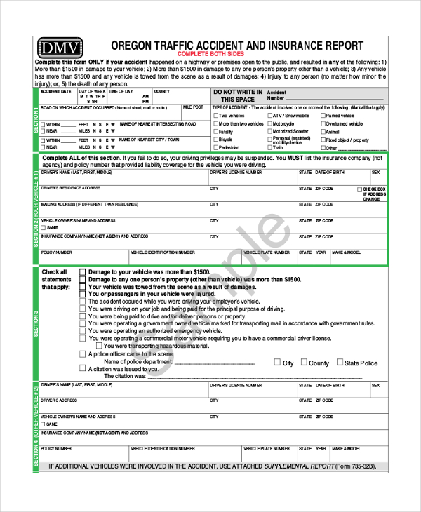 FREE 9+ Sample DMV Accident Report Forms in PDF | MS Word | Pages