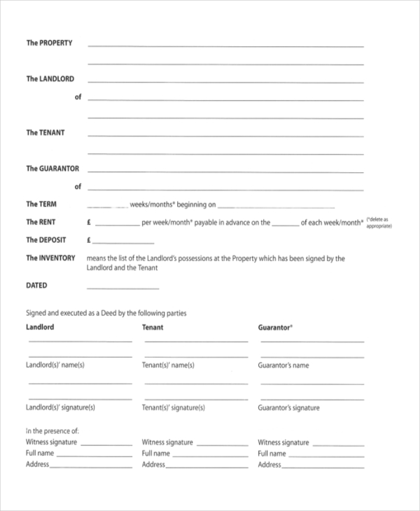 private rent agreement form