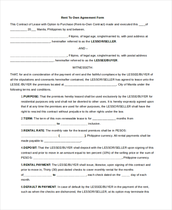 FREE 8+ Sample Rent Agreement Forms in PDF | MS Word