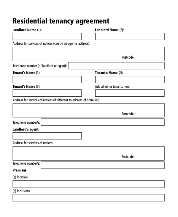 Printable Tenancy Agreement Form Printable Forms Free Online