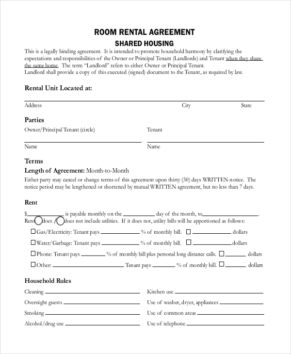 room rent agreement form1
