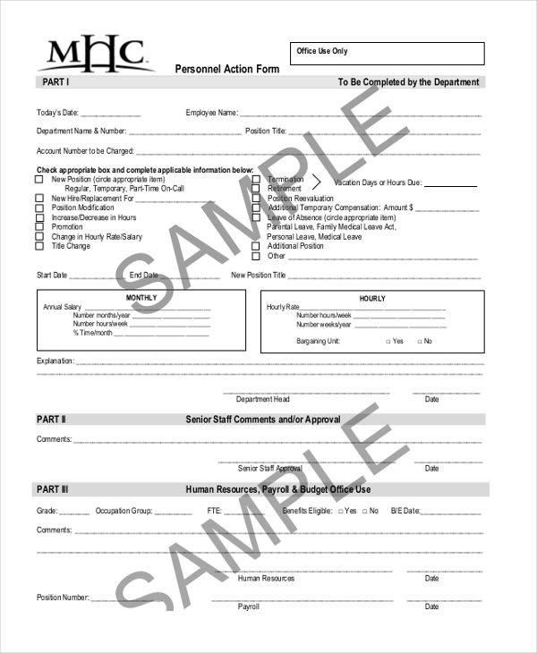 FREE 9+ Sample Personnel Action Forms in MS Word PDF Excel