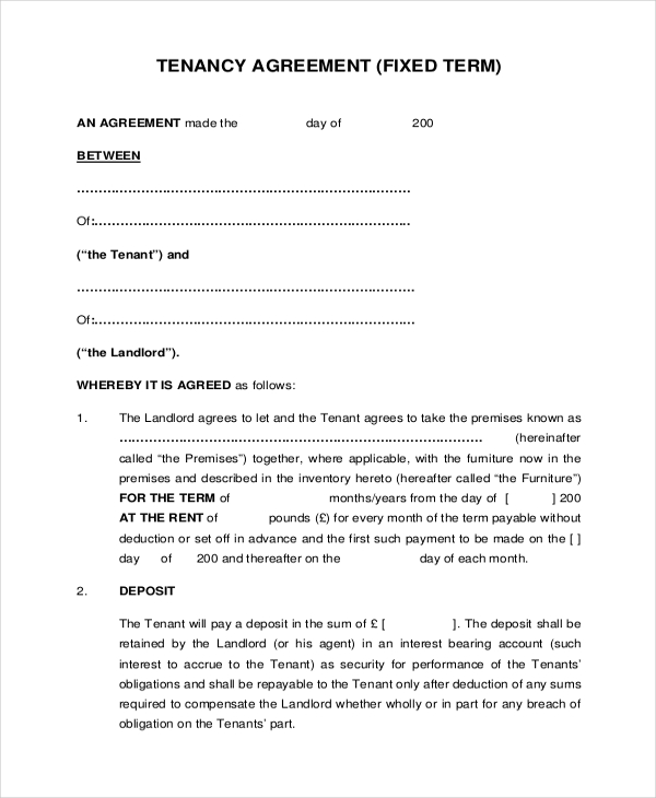 Free Printable Tenancy Agreement Template Uk